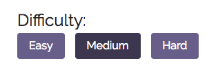 The difficulty settings option within our game
