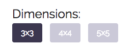 The dimension settings option within our game